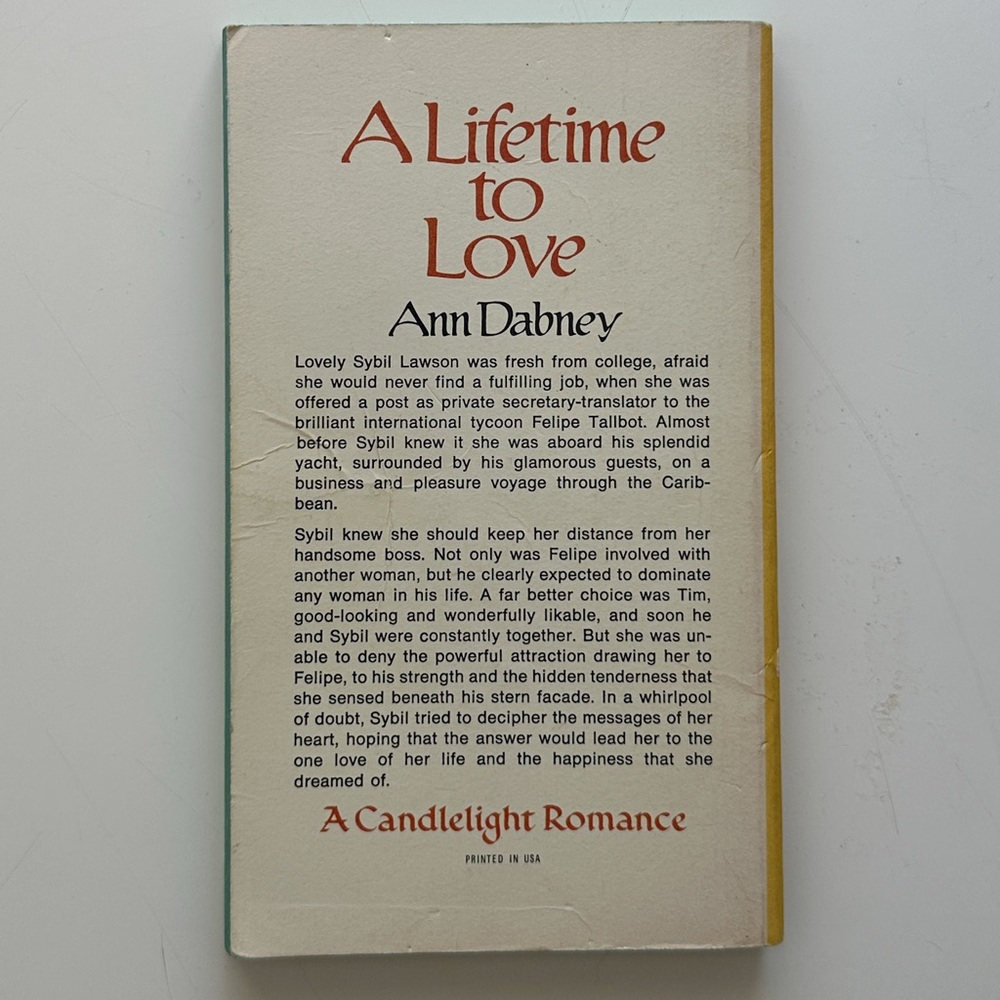 Vintage Romance Novel ‘A Lifetime to Love’ By Ann Dabney Paperback Book - Picture 8 of 8
